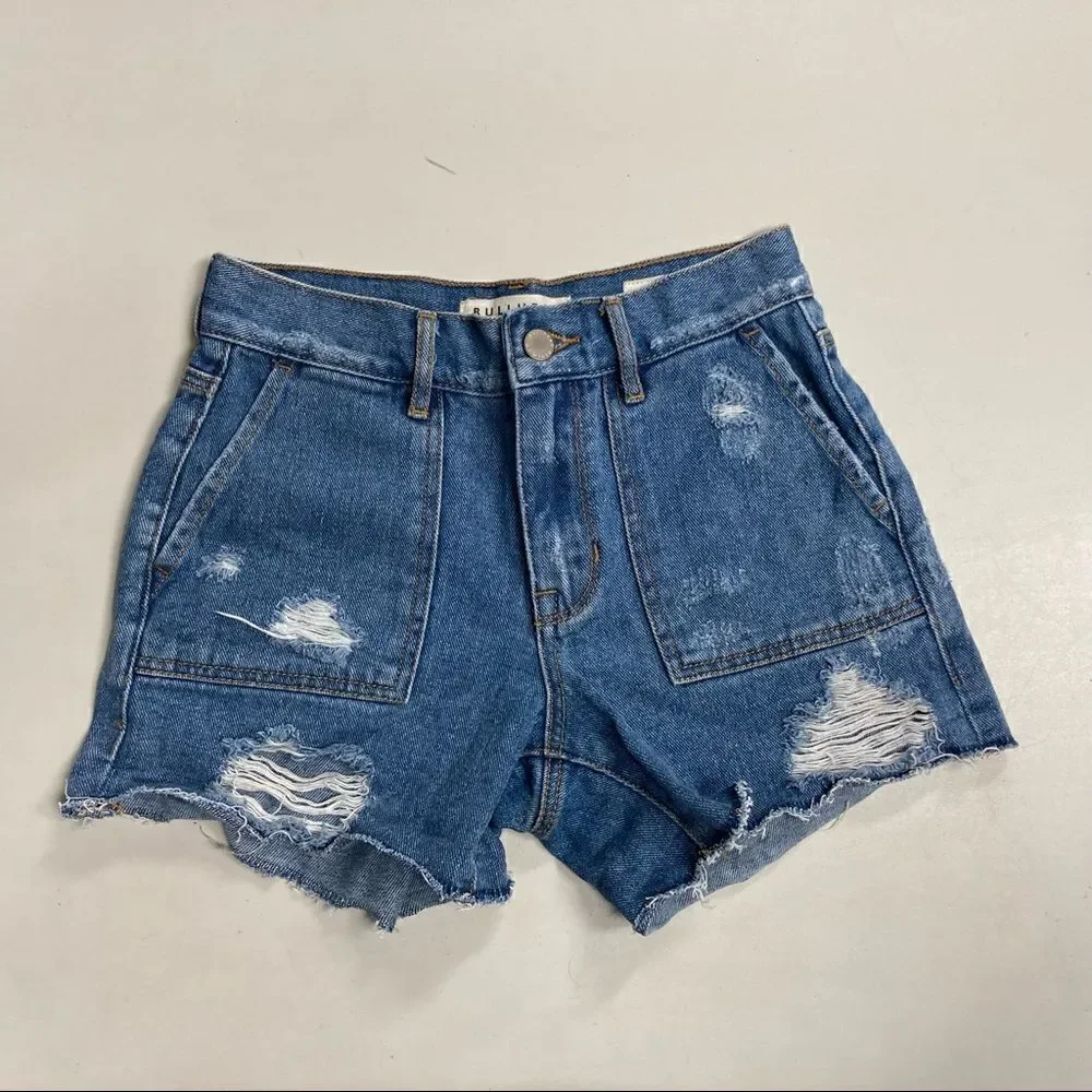 BULLHEAD DENIM COMPANY‎ Women’s Denim Distressed Shorts Blue Size 23